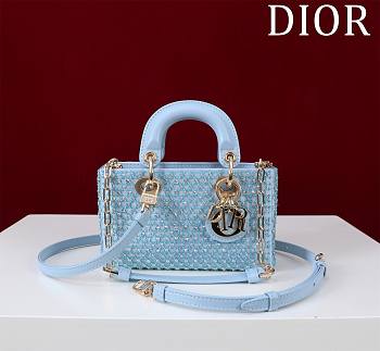 Dior Lady D Joy Sequin Blue Bag - 16.5*6*10cm