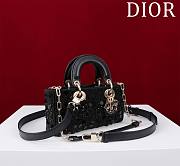 Dior Lady D-Joy Micro Bag Black Cannage Satin Embroidered with Multicolor Beads - 22*12*6.5cm - 2