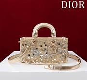 Dior Medium Lady D-Joy Bag Metallic Calfskin Embroidered with Silver-Tone Beads 22*12*6.5cm - 1