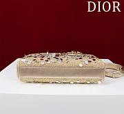 Dior Medium Lady D-Joy Bag Metallic Calfskin Embroidered with Silver-Tone Beads 22*12*6.5cm - 6