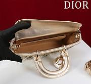 Dior Medium Lady D-Joy Bag Metallic Calfskin Embroidered with Silver-Tone Beads 22*12*6.5cm - 3
