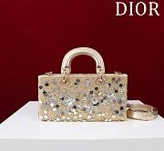 Dior Medium Lady D-Joy Bag Metallic Calfskin Embroidered with Silver-Tone Beads 22*12*6.5cm - 2