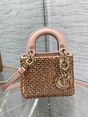 Lady Dior Micro Bag Beige Strass-Embroidered Satin -12*10*5cm - 1