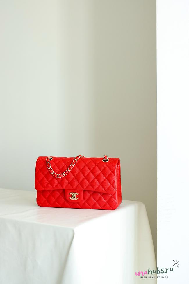 Chanel Classic Flap Bag Red Caviar Leather 25cm - 1