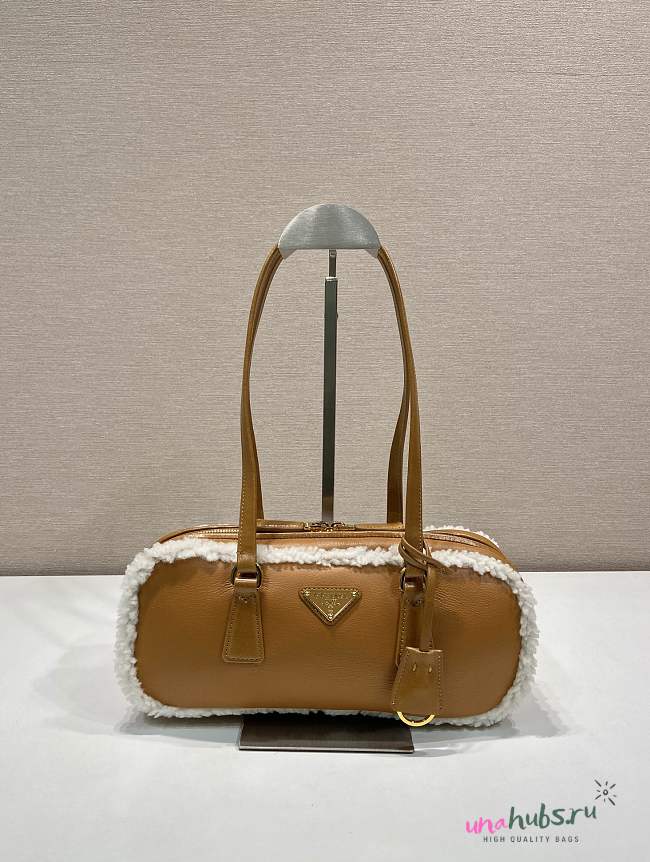 Prada Medium Shearling Leather Tote Bag 2712x6cm - 1