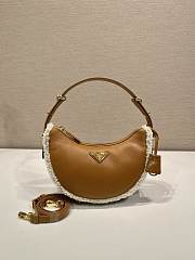 Black Prada Arqué Small Shearling Cognac Bag 22x18.56cm - 1