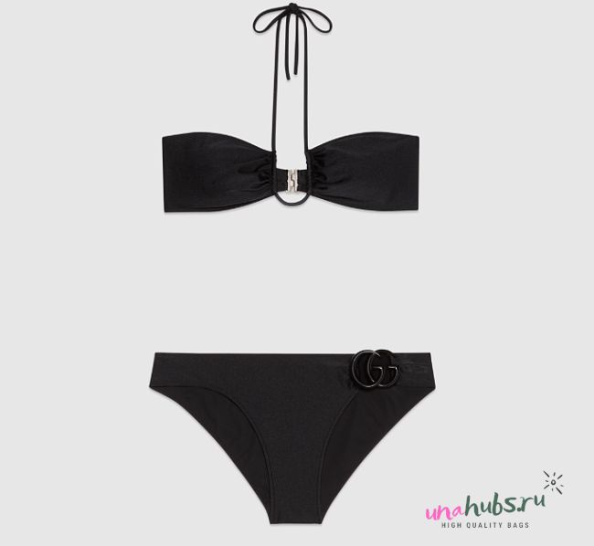 Gucci Sparkling jersey bikini with Double G in black - 1