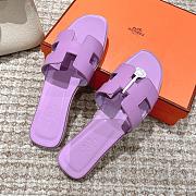 Hermes Oran Light Purple Smooth Leather Slide - 3