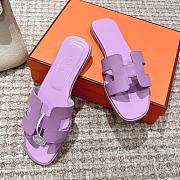 Hermes Oran Light Purple Smooth Leather Slide - 5