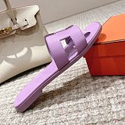 Hermes Oran Light Purple Smooth Leather Slide - 4