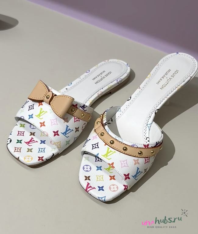 Louis Vuitton White Monogram Flat Mule - 1