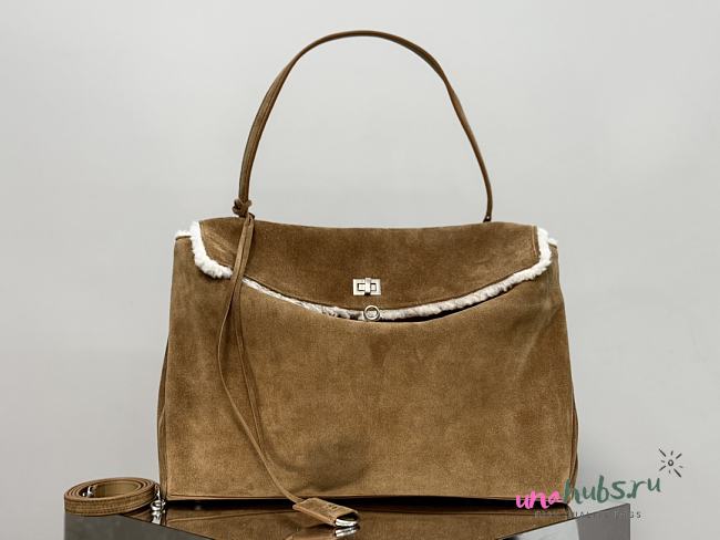 Balenciaga Rhodeo Suede Brown Bag - 40x30x13cm - 1