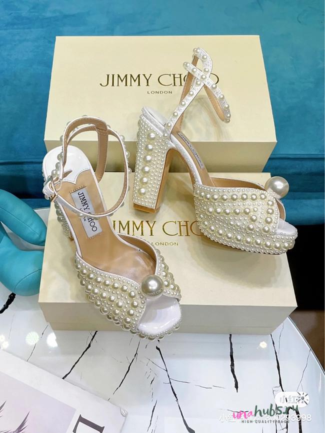 Jimmy Choo Sacaria 120mm embellished satin platform sandal - 1