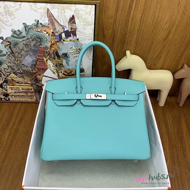 Birkin Birkin 30cm swift lether blue bag  - 1