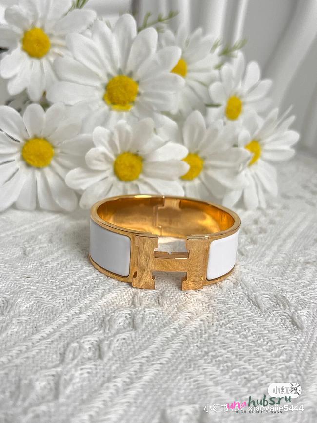 Hermes Clic Clac H White Bracelet 2cm - 1