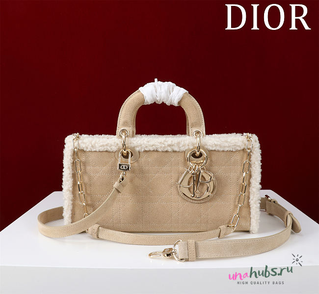 Dior Lady D Joy Suede Shearling Bag - 26cm - 1