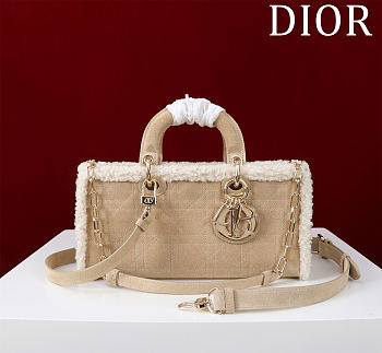 Dior Lady D Joy Suede Shearling Bag - 26cm