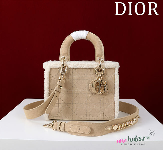 Dior Lady Suede Shearling Bag  - 1