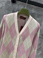 Gucci Viscose lamé and wool cardigan in pink and dusty pink - 4
