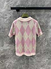 Gucci Viscose lamé and wool polo top in pink and dusty pink - 6