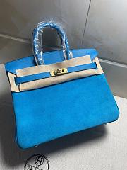Hermes Birkin 25cm Blue Suede Bag - 1