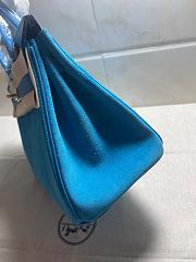 Hermes Birkin 25cm Blue Suede Bag - 6