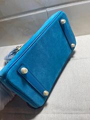 Hermes Birkin 25cm Blue Suede Bag - 5