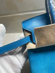 Hermes Birkin 25cm Blue Suede Bag - 4