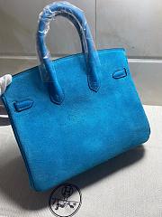 Hermes Birkin 25cm Blue Suede Bag - 3