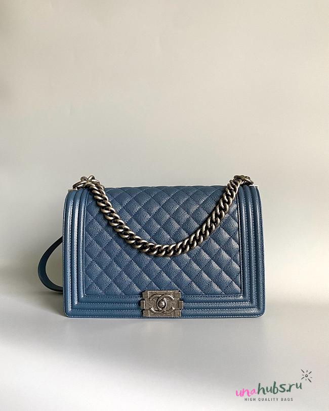 Chanel le boy new medium blue caviar bag 28cm - 1