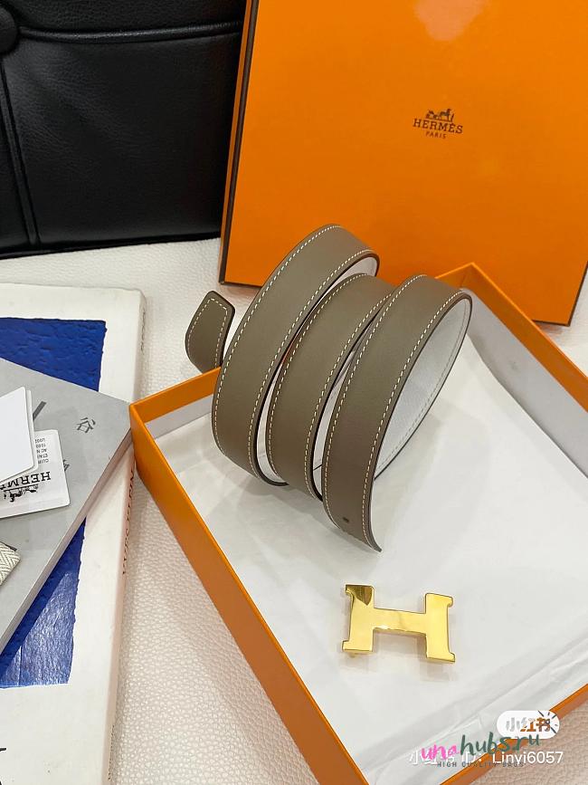 Hermes H Buckle Reversible Grey Belt - 1