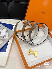 Hermes H Buckle Reversible Grey Belt - 4