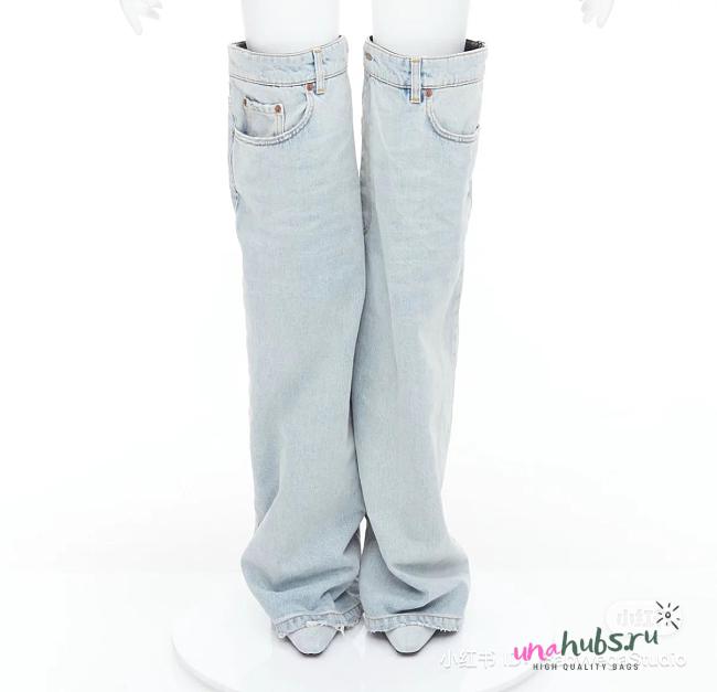 Balenciaga Denim Over Knee Foldover Boots - 1