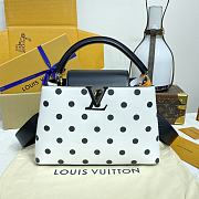 Louis Vuitton Black & White Polka Dot Printed Leather 27*18*9cm - 1