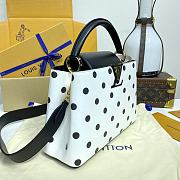 Louis Vuitton Black & White Polka Dot Printed Leather 27*18*9cm - 6