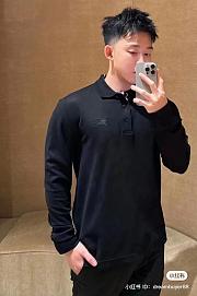 Burberry Long Sleeve Cotton Polo Black Shirt - 4