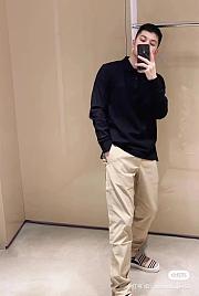 Burberry Long Sleeve Cotton Polo Black Shirt - 3