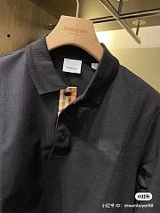 Burberry Long Sleeve Cotton Polo Black Shirt - 2