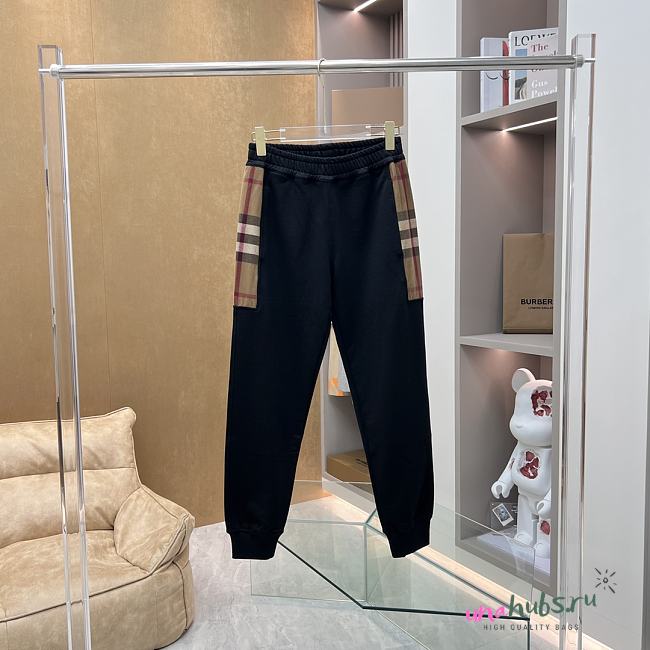 Burberry Check Panel Cotton Jogging Pants - 1