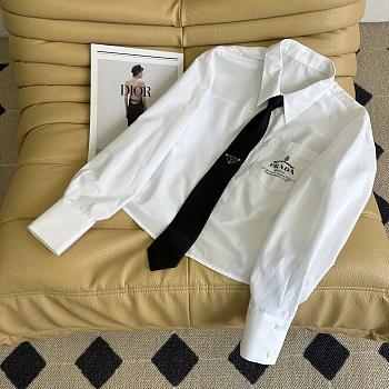 Prada Women White Shirt With Black Tie