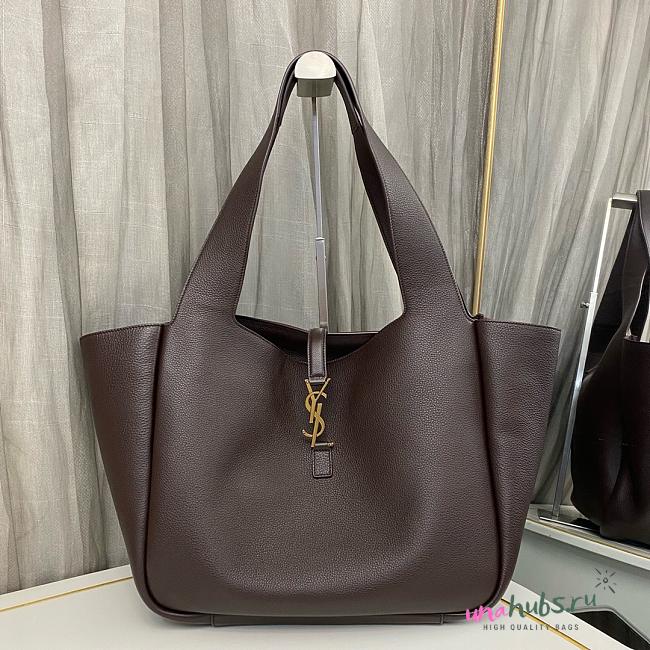 YSL LE 5 À 7 BEA in grained leather MARRON FONCE color - 50×28×18cm - 1