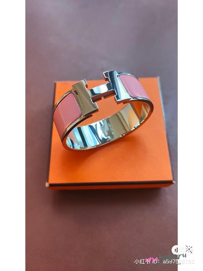 Hermes Clic Clac H Pink and silver bracelet 2cm - 1