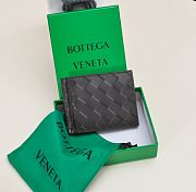 Bottega Veneta Intrecciato Short Wallet Dark Brown 11×9cm - 1