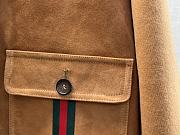 Gucci Suede bomber jacket with Web in camel - 2