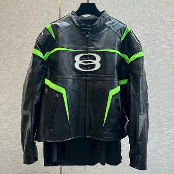 Balenciaga - Racer Oversized Distressed Panelled Leather Jacket