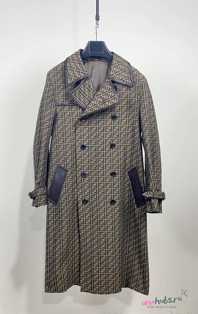 Fendi FF Motif Brown Long Coat - 1