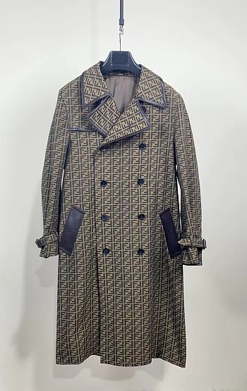 Fendi FF Motif Brown Long Coat