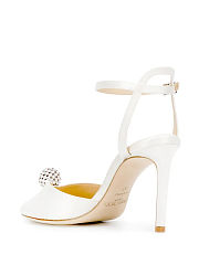 Jummy Choo Ivory Satin Sandals with Crystal-Embellished Sphere 85mm - 4