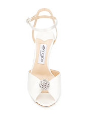 Jummy Choo Ivory Satin Sandals with Crystal-Embellished Sphere 85mm - 2
