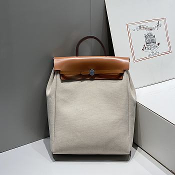 Hermes Herbag Backpack Brown and White 29cm